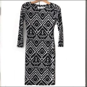 T Bags Black White Stretch BodyCon Dress Jersey S